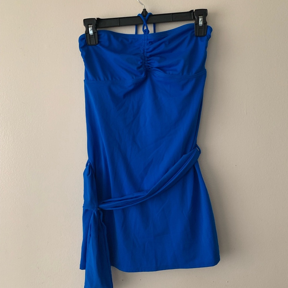 Vibrant Blue Strapless coverup Dress